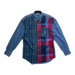 Chaps Button Down Shirt, Blue Multicolor, Size Medium